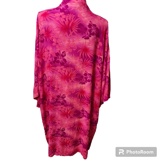 Hibiscus Collection Hawaii 100% Rayon Beach cover / Kimono style robe Pinks - Picture 2 of 7